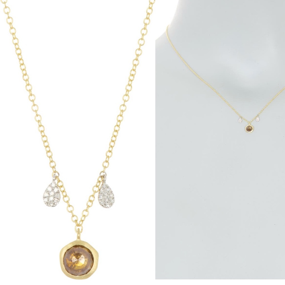Meira T NWOT rough diamond  pendant, and diamond charm Necklace